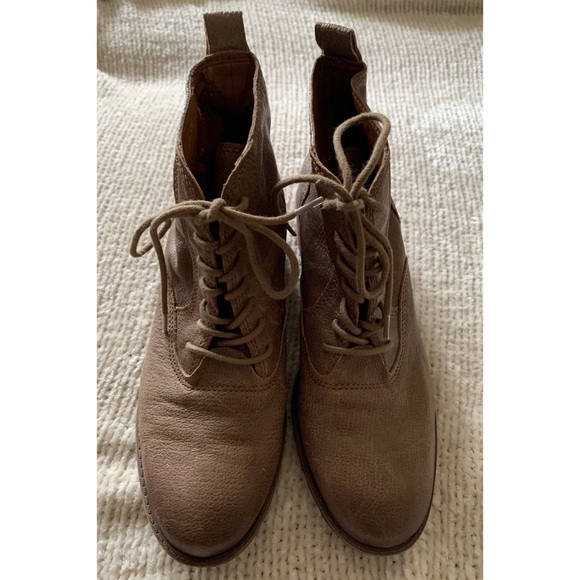 Lucky Brand 7.5 Taupe Brown Giorgia Lace Up Boots - Picture 2 of 12